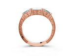 Rose gold Baguette Cut Channel Set Milgrain Band with V-Prong Setting_3