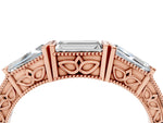Rose gold Baguette Cut Channel Set Milgrain Band with V-Prong Setting_4