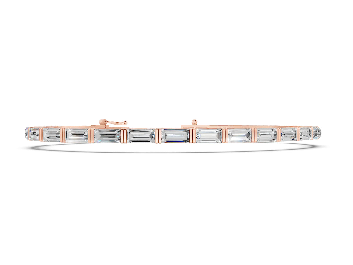 Rose gold Baguette Cut Diamond Bar Set Tennis Bracelet