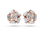 Rose gold Baguette Diamond Cluster Stud Earrings
