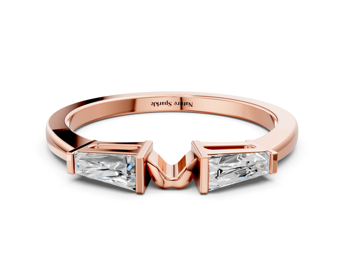 Rose gold Baguette Diamond Open Band with Bar Prong Setting