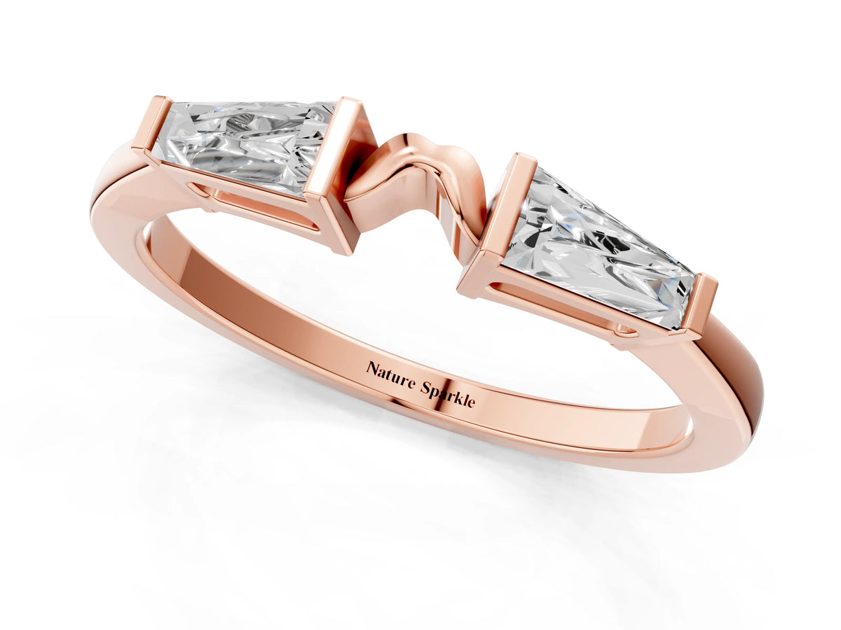 Rose gold Baguette Diamond Open Band with Bar Prong Setting_1