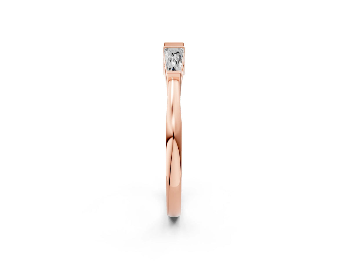 Rose gold Baguette Diamond Open Band with Bar Prong Setting_2
