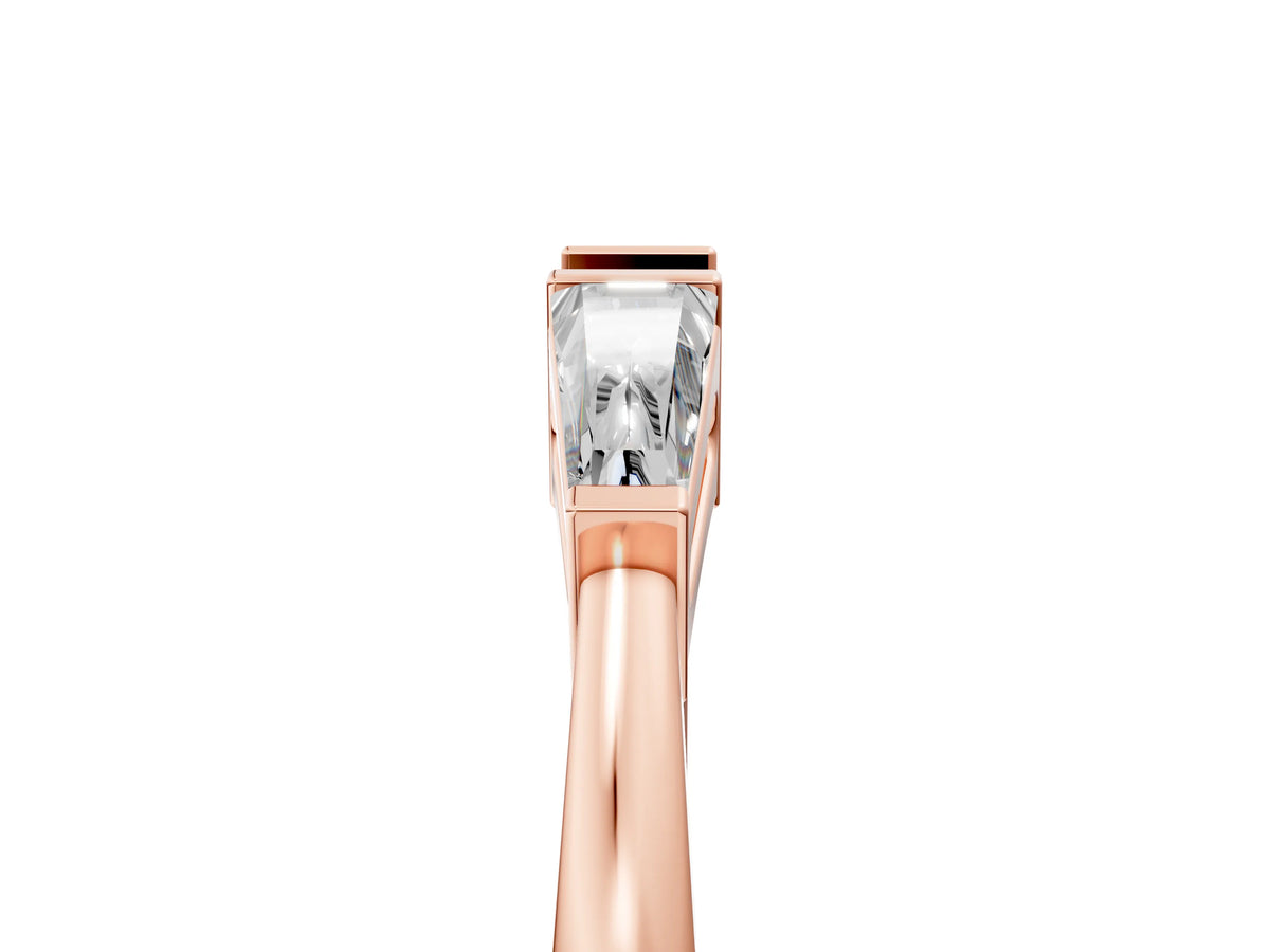 Rose gold Baguette Diamond Open Band with Bar Prong Setting_5