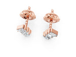 Rose gold Baguette Diamond Three-Stone Stud Earrings_1