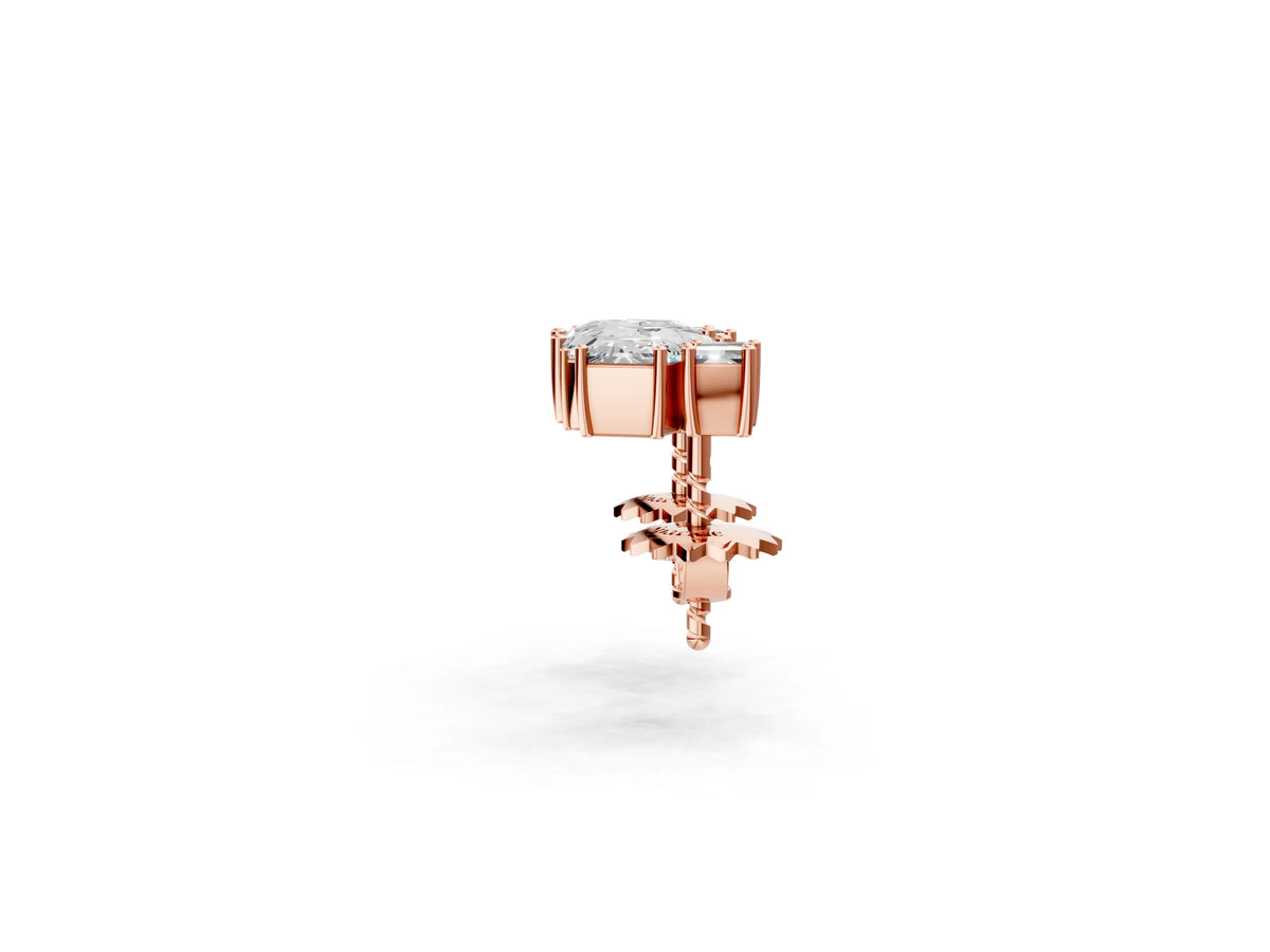 Rose gold Baguette and Princess Diamond Mosaic Abstract Stud Earrings_2