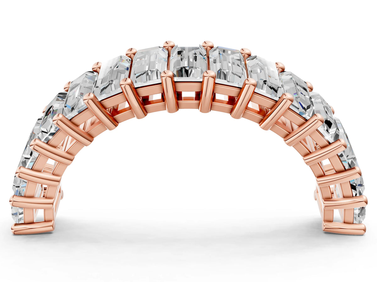 Rose gold Baguette cut diamond Half Eternity Band with Shared Prong Setting