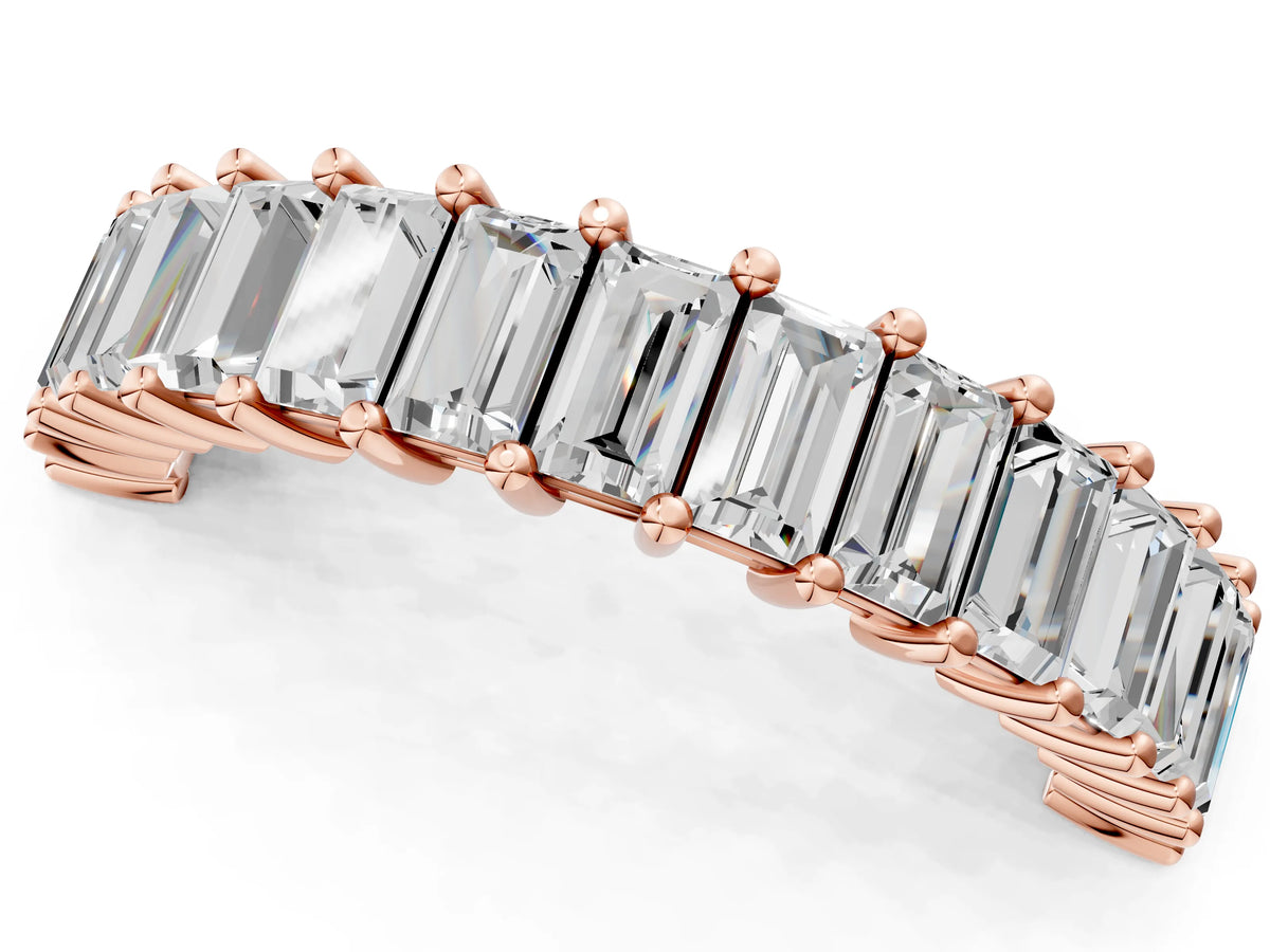 Rose gold Baguette cut diamond Half Eternity Band with Shared Prong Setting_1
