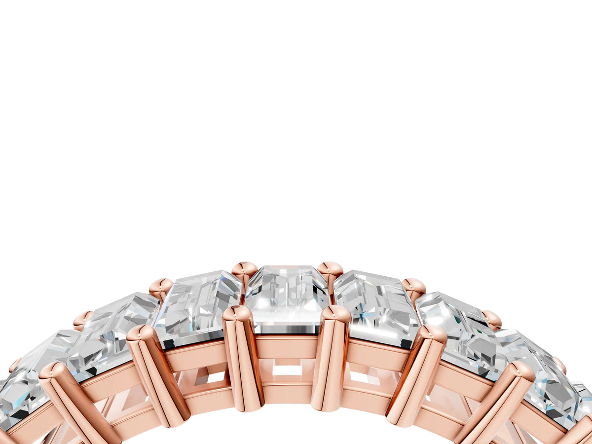 Rose gold Baguette cut diamond Half Eternity Band with Shared Prong Setting_4