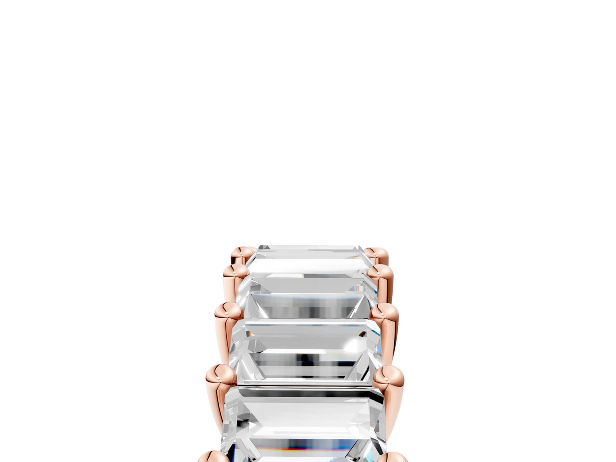 Rose gold Baguette cut diamond Half Eternity Band with Shared Prong Setting_5
