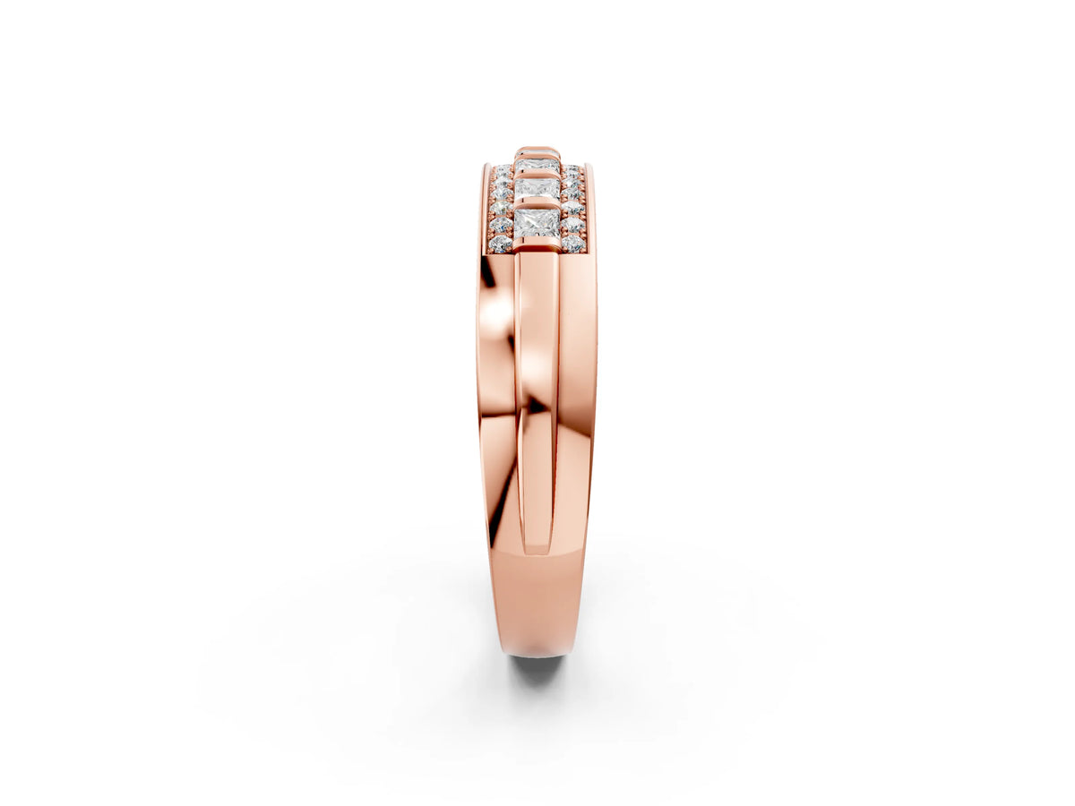 Rose gold Bar-Set Princess Cut Diamond Pavé Band_2