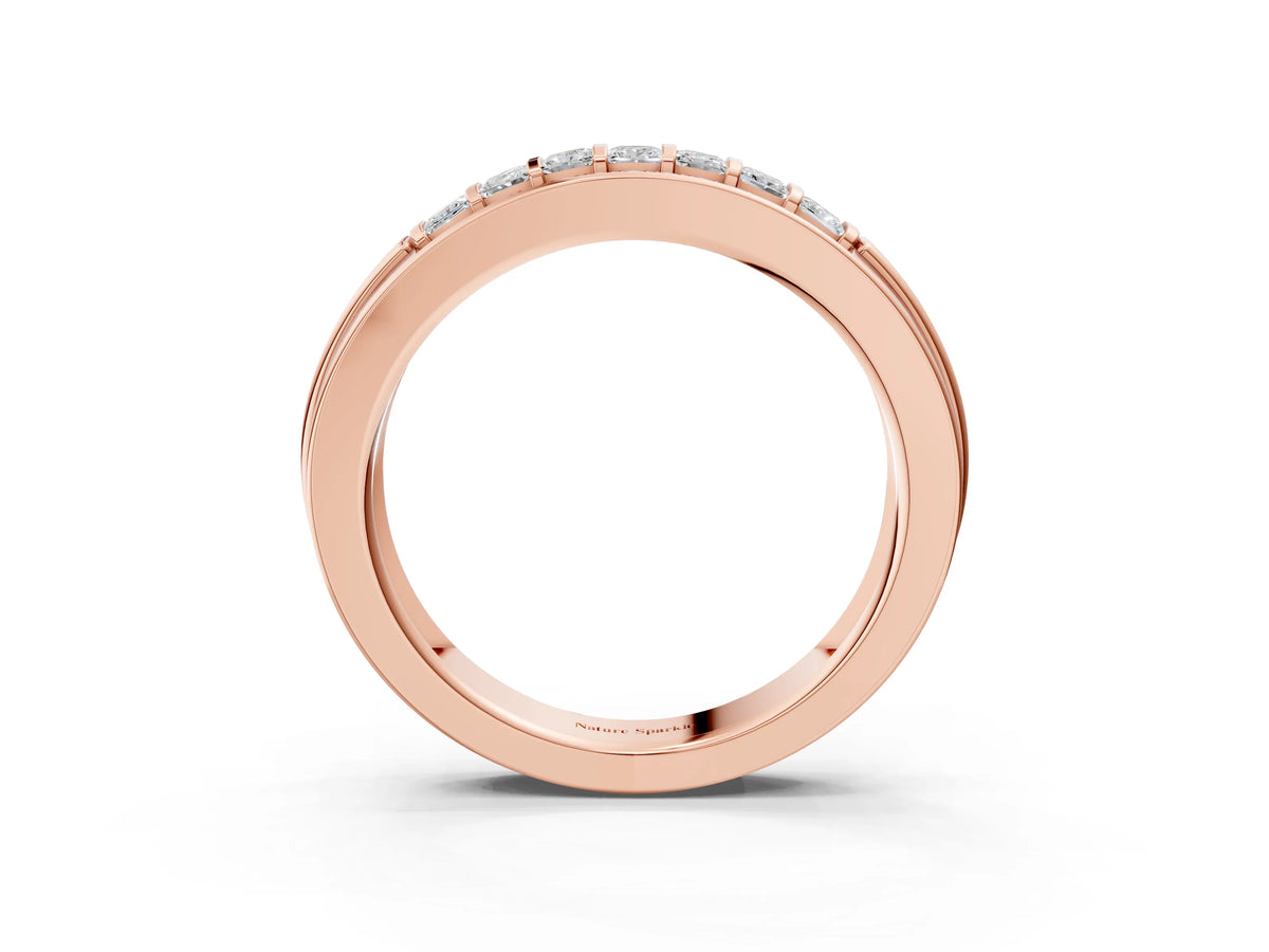 Rose gold Bar-Set Princess Cut Diamond Pavé Band_3