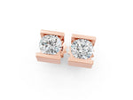 Rose gold Bar Set Round Diamond Stud Earrings in White Gold_1