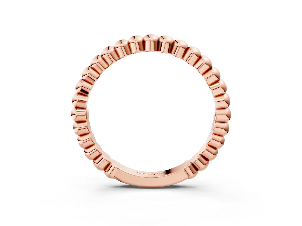 Rose gold Beaded Round Stone Eternity Band with Bezel Setting_3