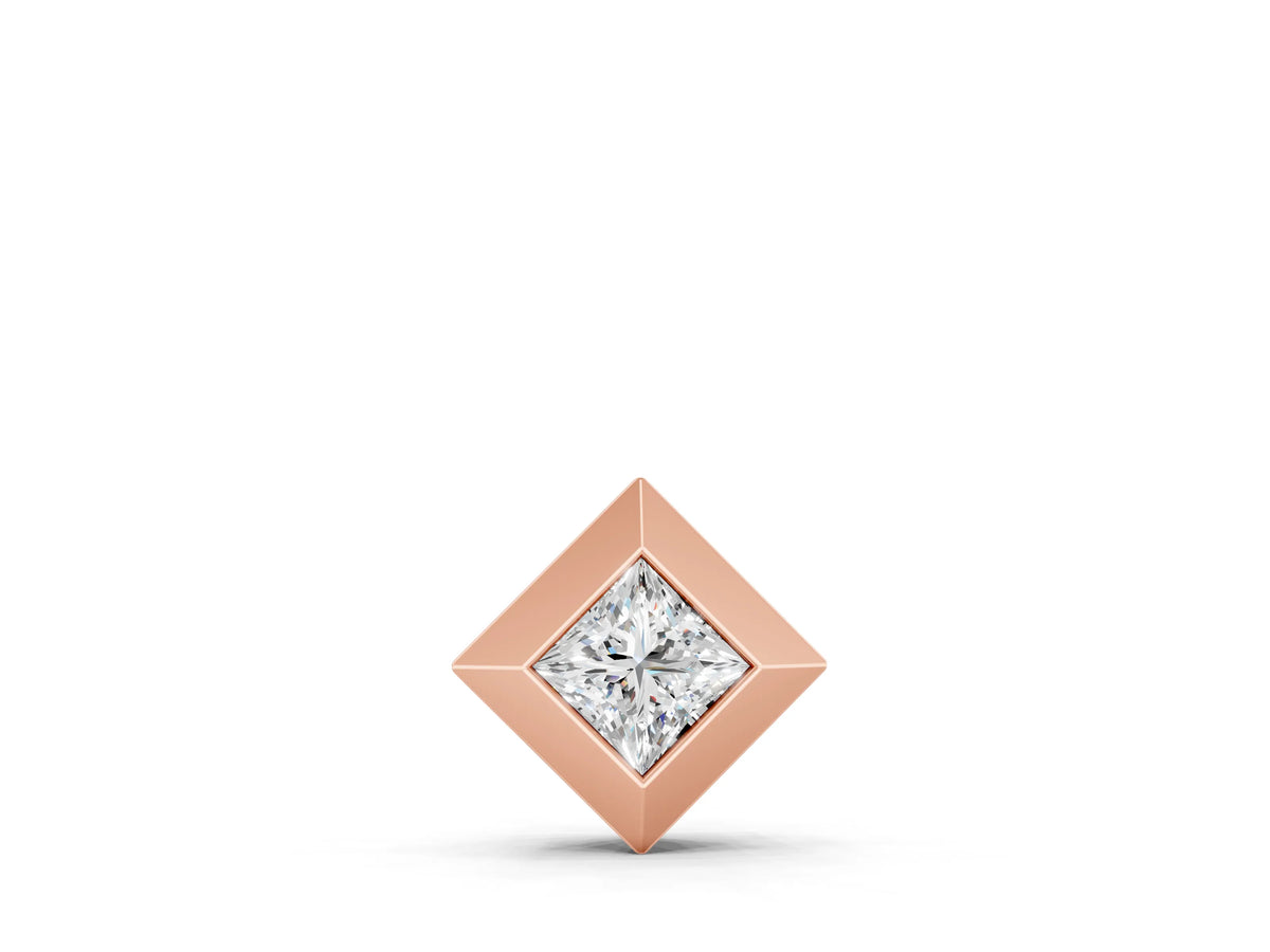 Rose gold Bezel Princess Cut Diamond Pendant