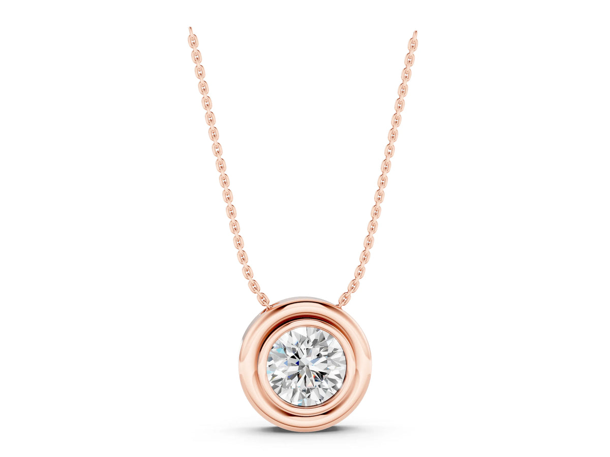 Rose gold Bezel Round Diamond Pendant_1