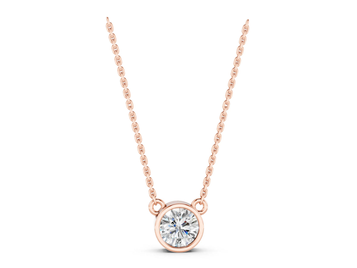 Rose gold Bezel Round Solitaire Pendant_1