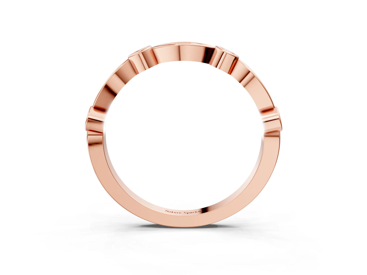 Rose gold Bezel Set Marquise and Round Diamond Contour Band_3