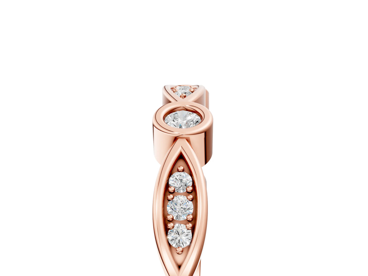 Rose gold Bezel Set Marquise and Round Diamond Contour Band_5