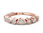 Rose gold Bezel Set Marquise and Round Diamond Stackable Band