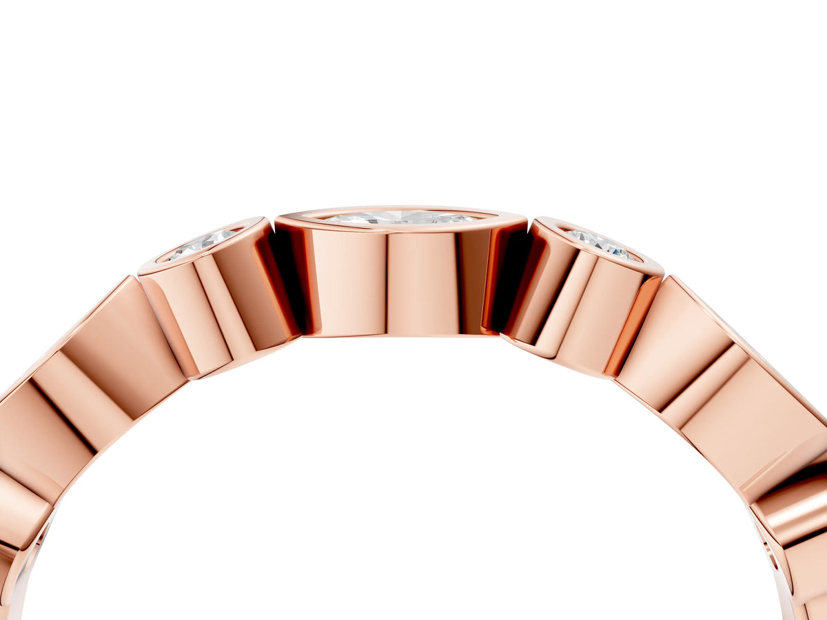 Rose gold Bezel Set Marquise and Round Diamond Stackable Band_4
