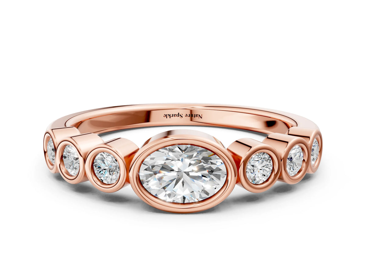 Rose gold Bezel Set Oval Diamond Half Eternity Band