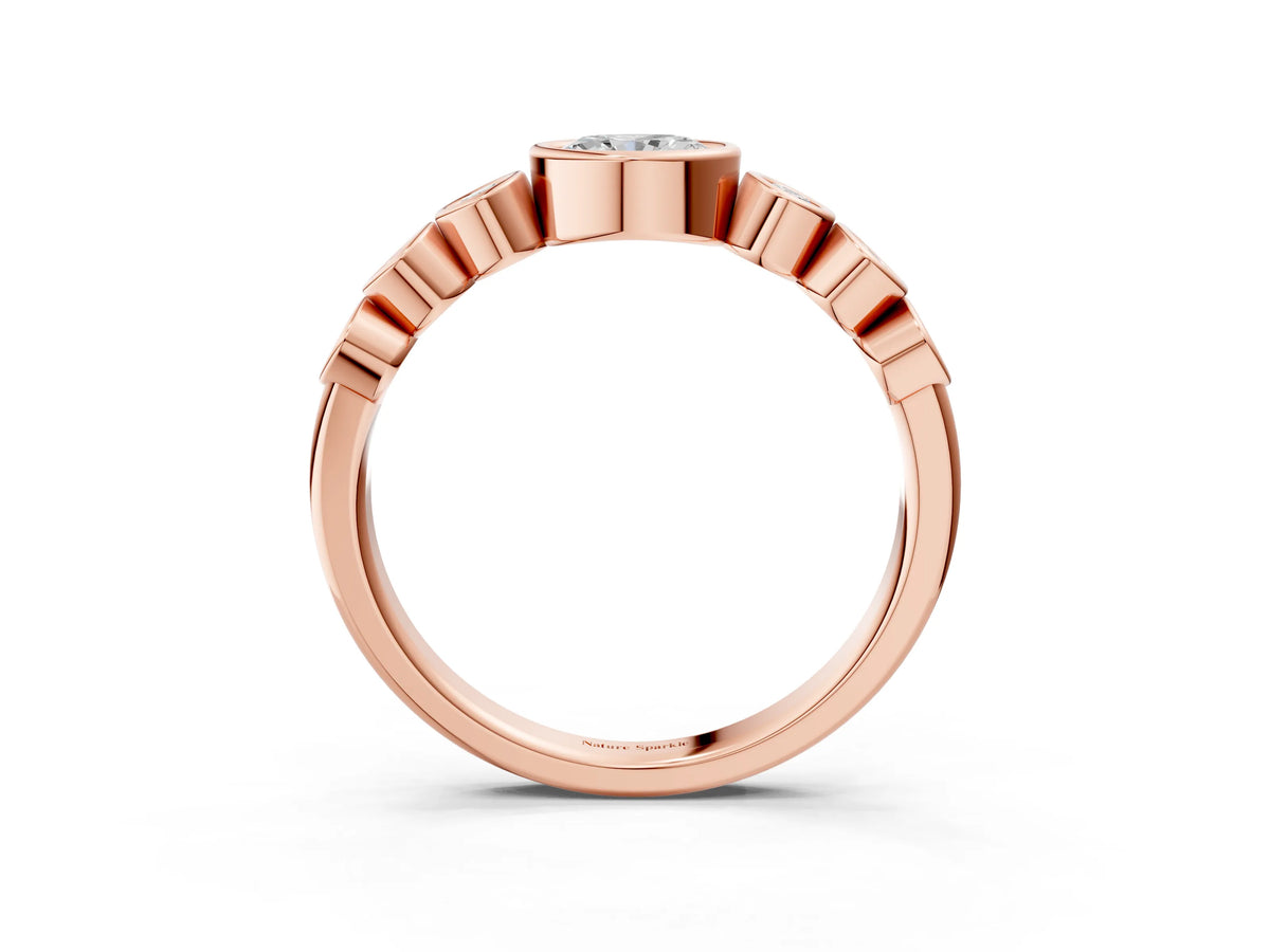 Rose gold Bezel Set Oval Diamond Half Eternity Band_3