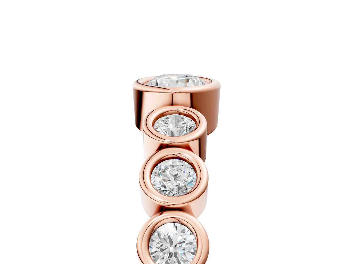 Rose gold Bezel Set Oval Diamond Half Eternity Band_5