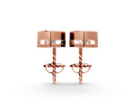 Rose gold Bezel-Set Round Cut Drop Earrings with Post Back