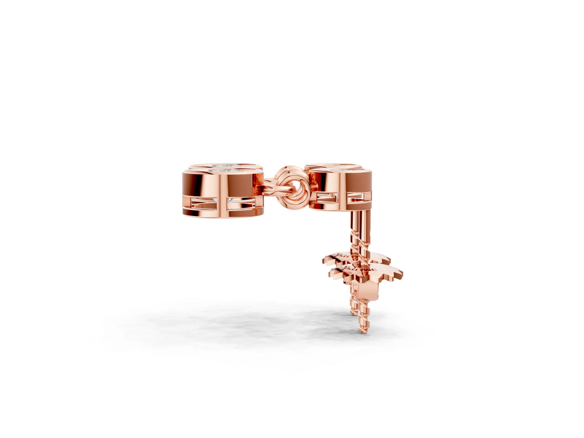 Rose gold Bezel-Set Round Cut Drop Earrings with Post Back_1