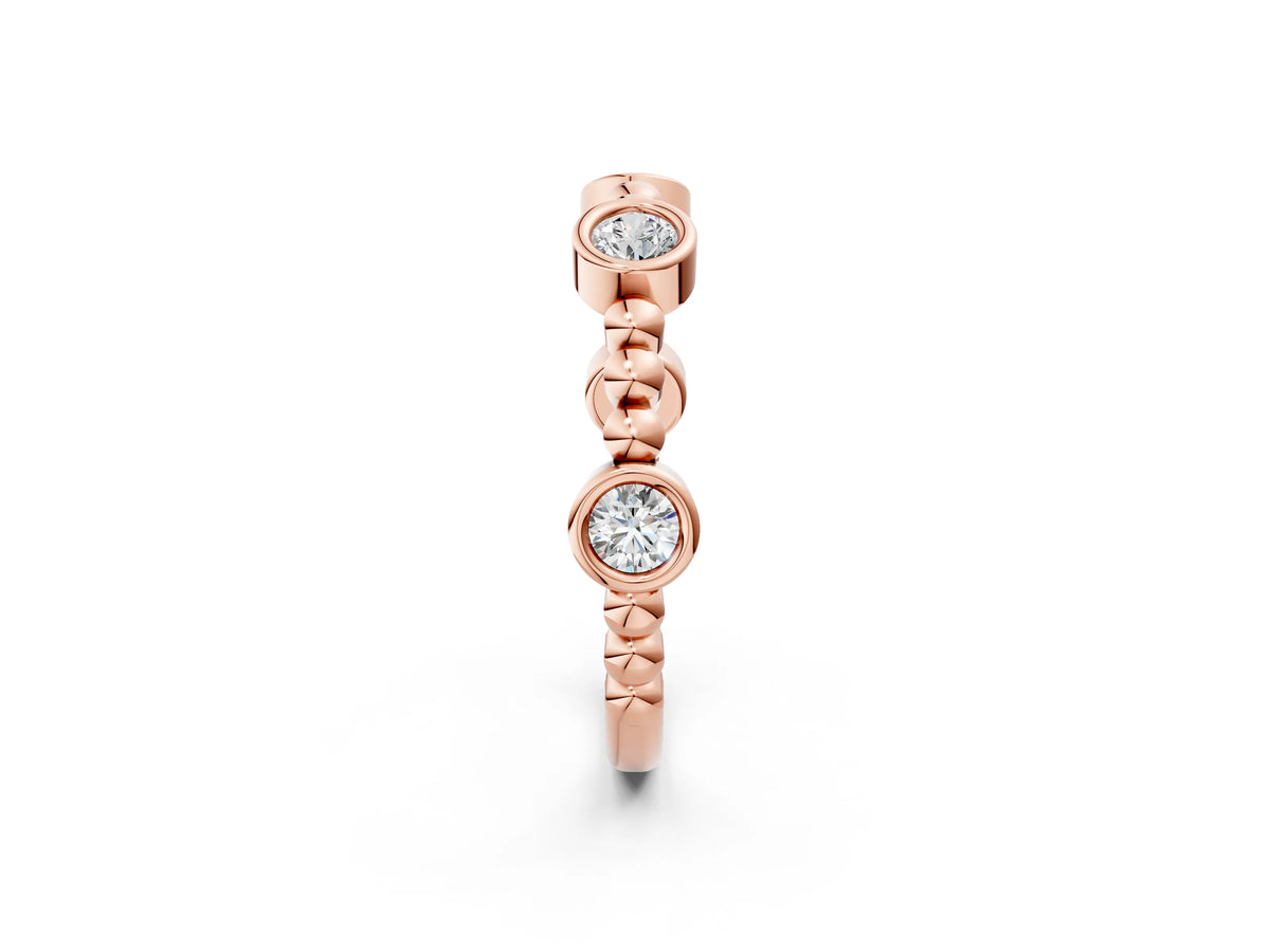 Rose gold Bezel Set Round Diamond Beaded Band_2