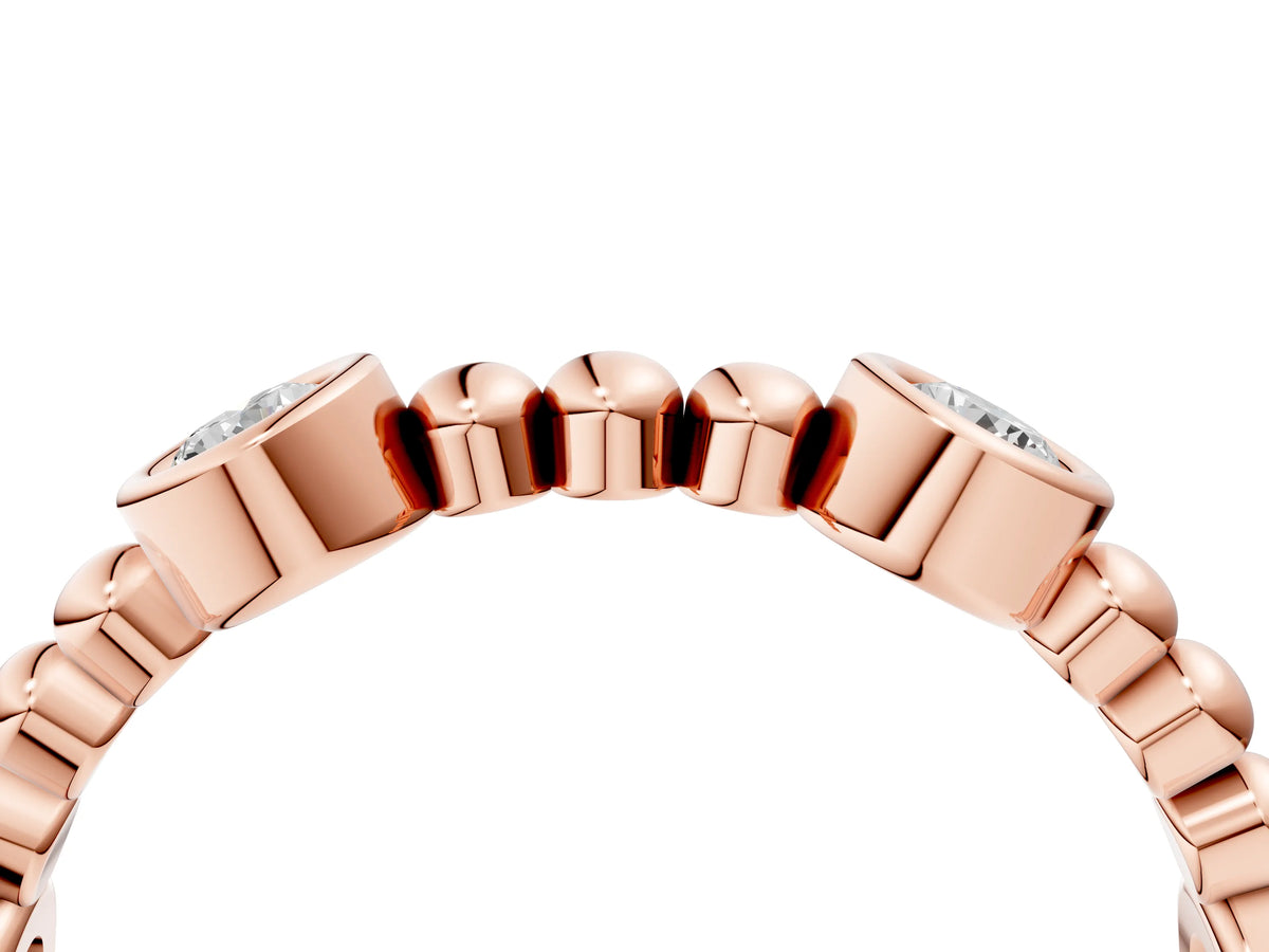Rose gold Bezel Set Round Diamond Beaded Band_4