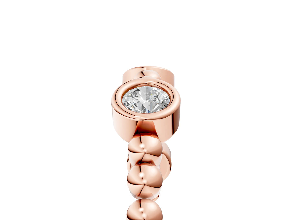Rose gold Bezel Set Round Diamond Beaded Band_5