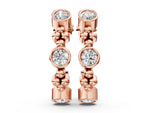 Rose gold Bezel Set Round Diamond Beaded Hoop Earrings