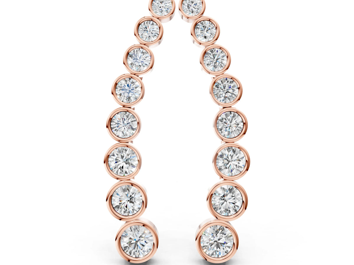 Rose gold Bezel-Set Round Diamond Climber Earrings
