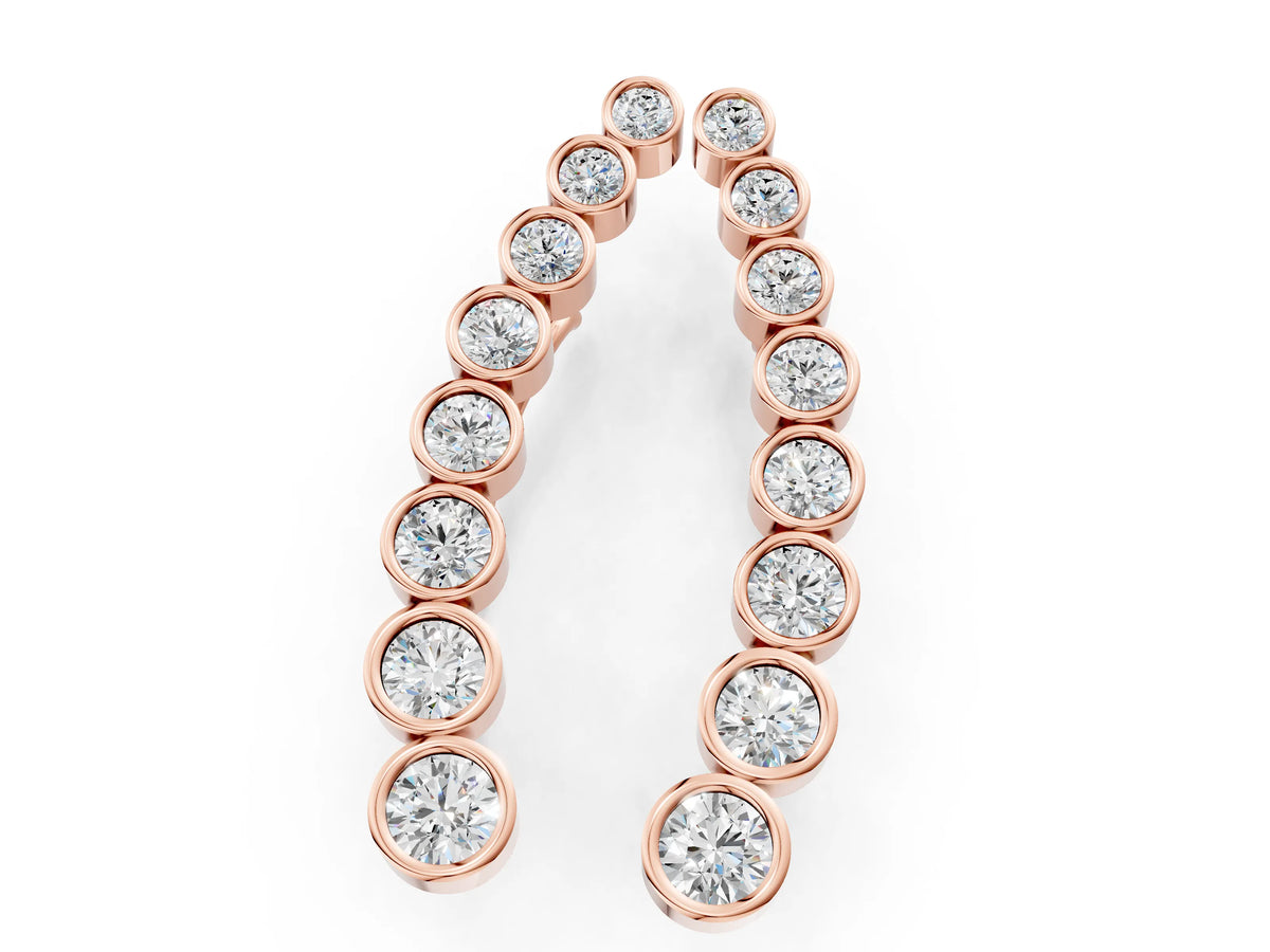 Rose gold Bezel-Set Round Diamond Climber Earrings_1