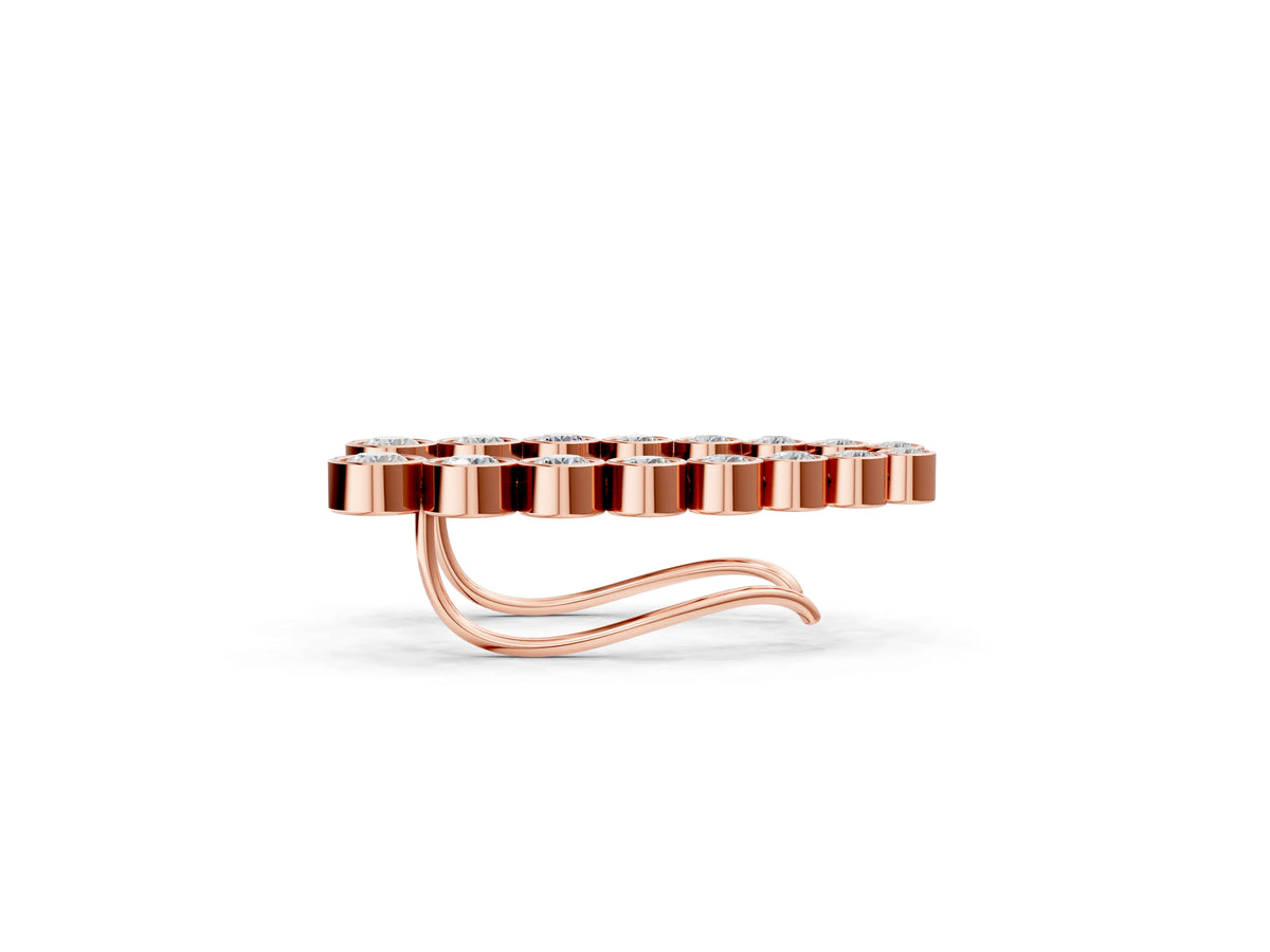 Rose gold Bezel-Set Round Diamond Climber Earrings_2