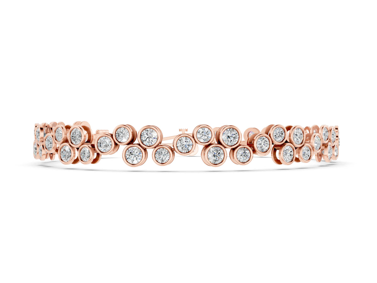 Rose gold Bezel Set Round Diamond Cluster Tennis Bracelet