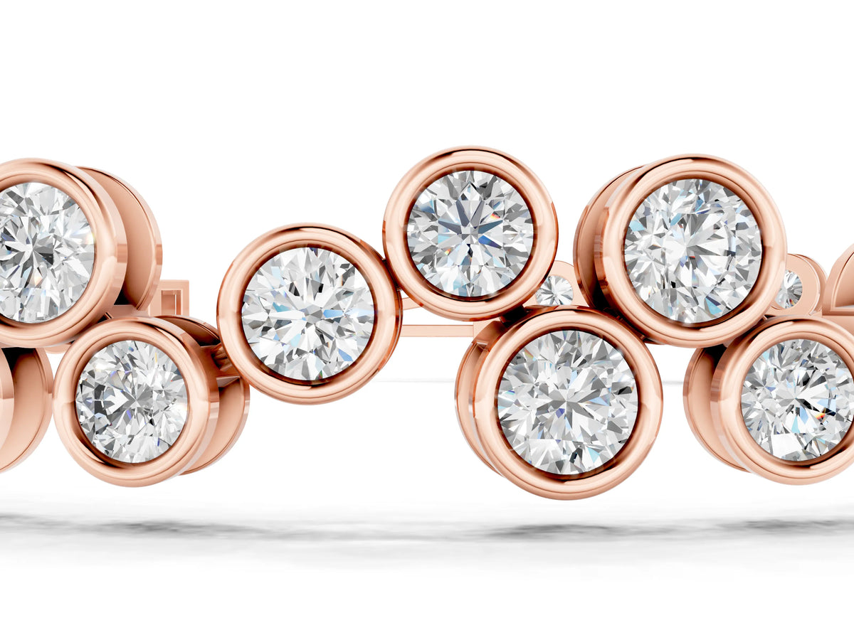 Rose gold Bezel Set Round Diamond Cluster Tennis Bracelet_1