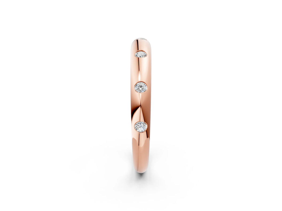 Rose gold Bezel Set Round Diamond Comfort Fit Band_2