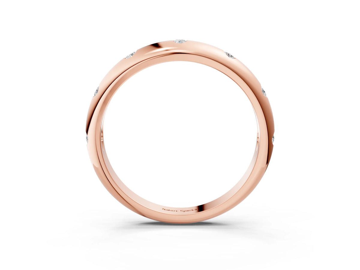 Rose gold Bezel Set Round Diamond Comfort Fit Band_3
