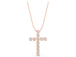 Rose gold Bezel-Set Round Diamond Cross Pendant_1
