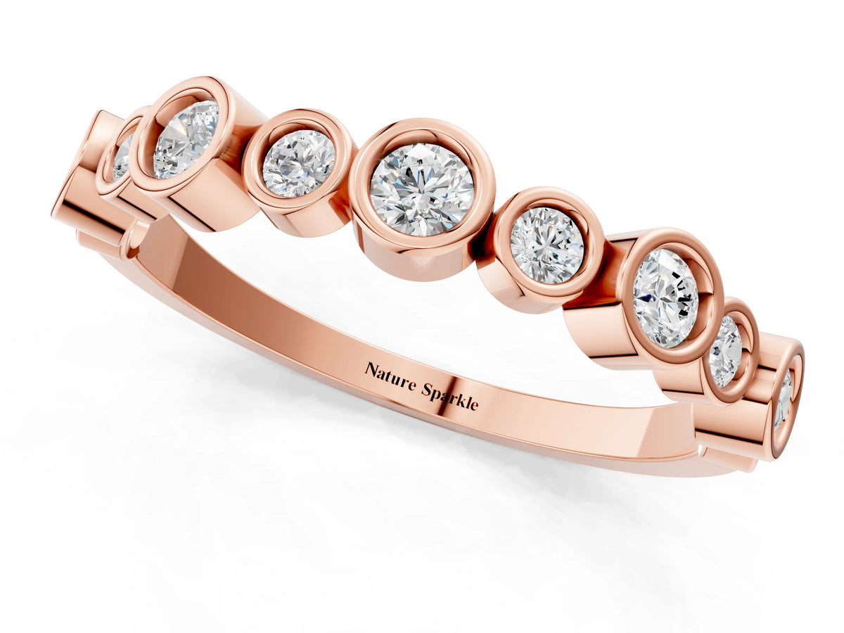 Rose gold Bezel Set Round Diamond Half Eternity Band_1