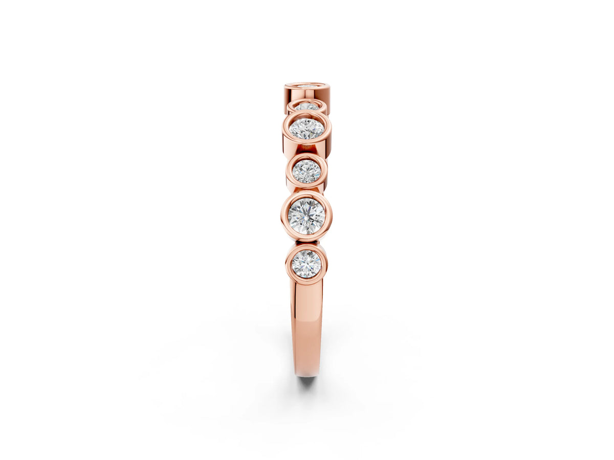 Rose gold Bezel Set Round Diamond Half Eternity Band_2