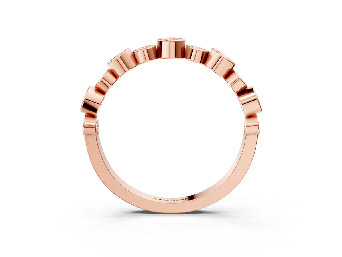 Rose gold Bezel Set Round Diamond Half Eternity Band_3