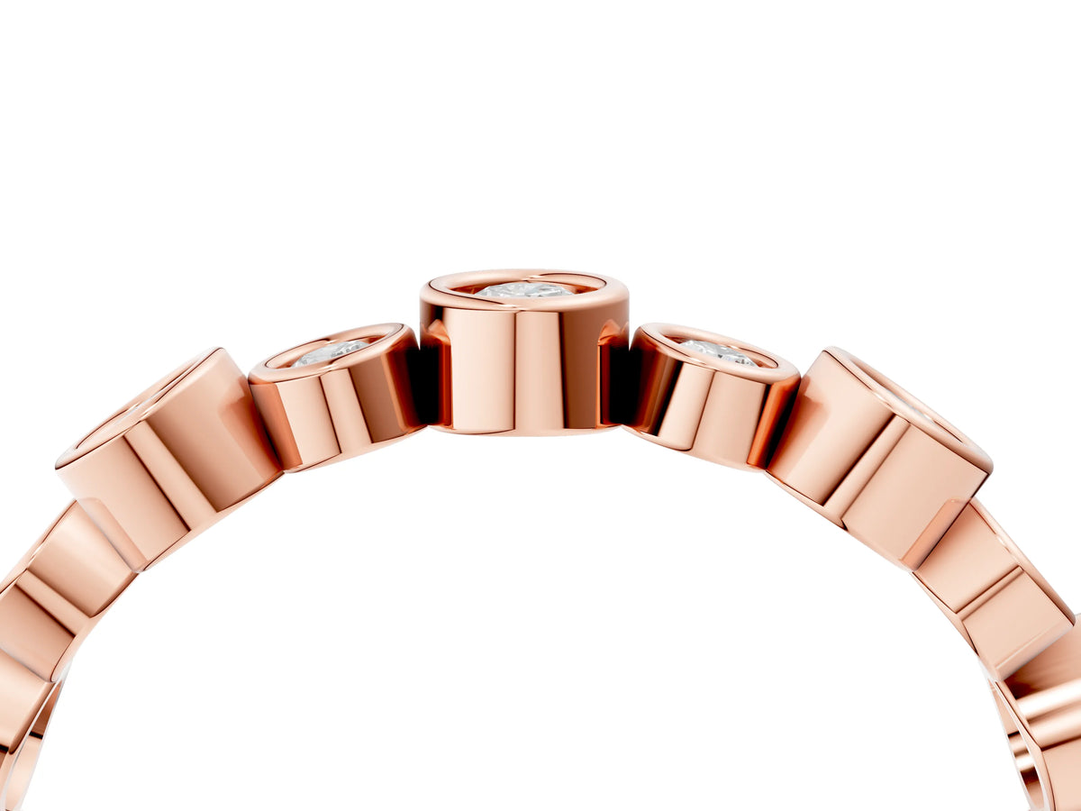 Rose gold Bezel Set Round Diamond Half Eternity Band_4