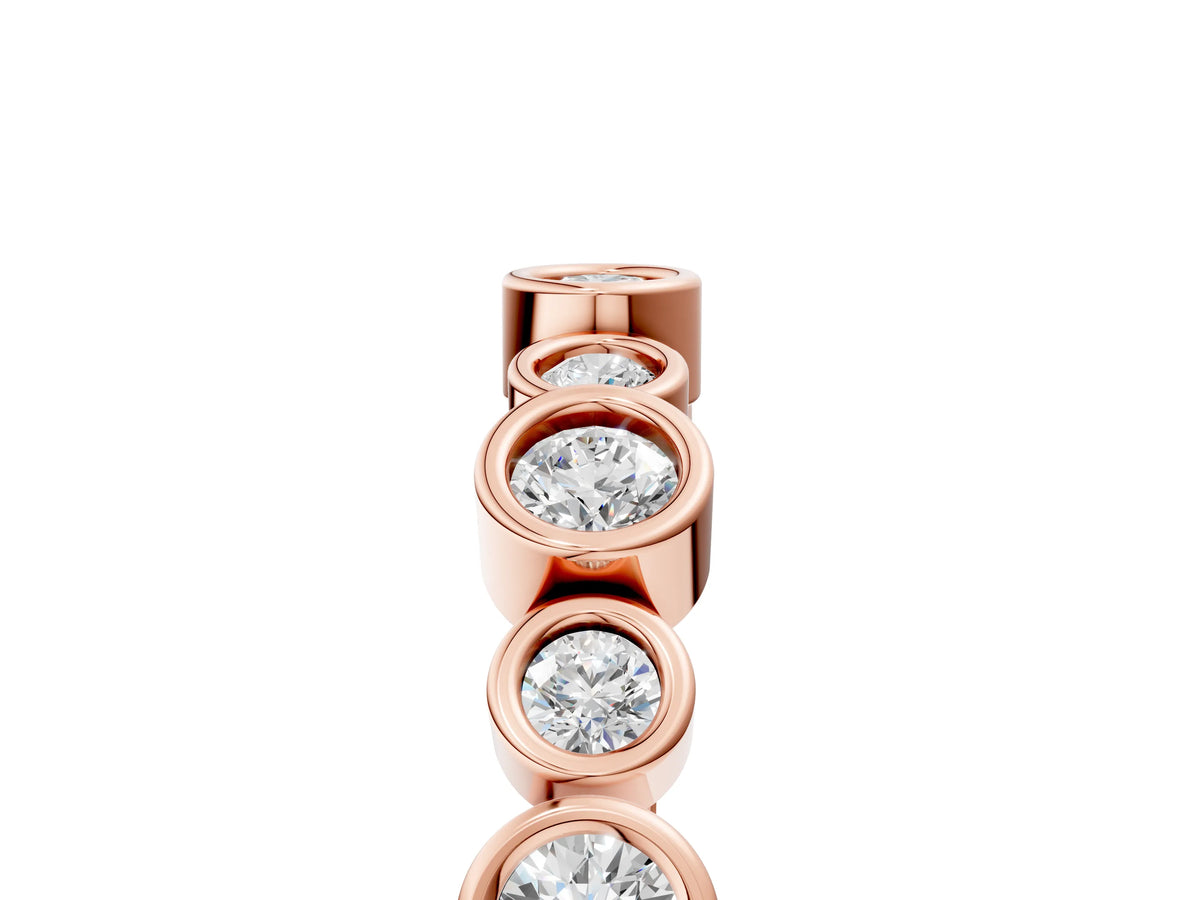 Rose gold Bezel Set Round Diamond Half Eternity Band_5