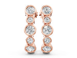 Rose gold Bezel Set Round Diamond Hoop Earrings