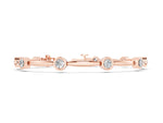 Rose gold Bezel Set Round Diamond Link Bracelet with Box Clasp