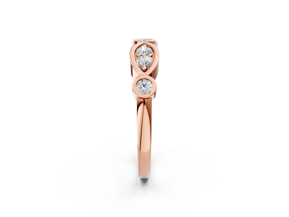 Rose gold Bezel Set Round Diamond Marquise Band_2